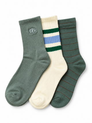 GT 3 Socks Bundle-pin Stripes greens