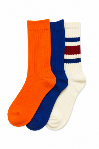 GT Socks Bundle-Orange, blue & cream stripe 3 pack
