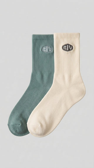 BIV Crew socks Bundle - 2 pairs Green and Cream