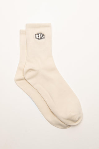 Beige sock with in grey