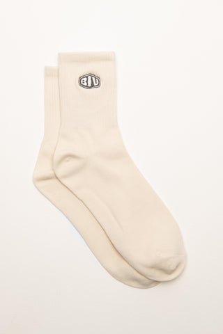Beige sock with in grey 